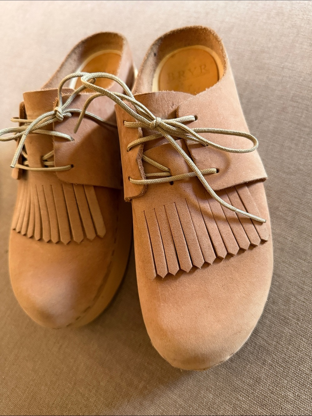 Fringed Lace-Up Suede Bryr Clog